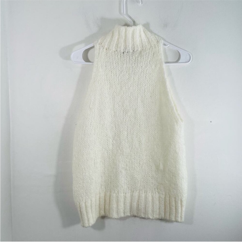 Zara Cream White Sleeveless Mock Neck Knit Pullover Sweater Small